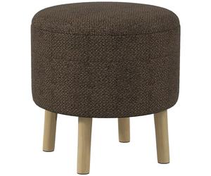 HOMCOM Taburete Redondo de Almacenamiento, tapizado de Tela de Lino con Parte Superior extraíble, Asiento Acolchado, Espacio Oculto y Patas de Madera para Sala de Estar, marrón