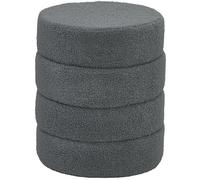 HOMCOM Taburete reposapiés redondo con cojín para salón, dormitorio, gris oscuro, diámetro 40 x 45 cm