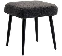 HOMCOM Taburete Reposapiés Sillón con Acolchado de Aspecto de Cachemira y Patas de Acero, 42 x 42 x 47 cm, Gris Oscuro