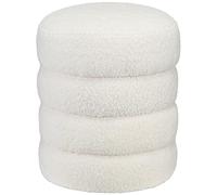 HOMCOM Taburete, reposapiés, Taburete Redondo tapizado, reposapiés con cojín de Asiento, para salón, Dormitorio, Blanco Crema, Ø40 x 45 cm
