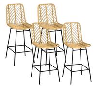 HOMCOM Taburetes Bar rattán Set 4, 26" mostrador, Amarillo