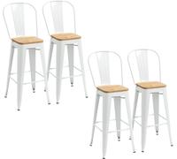 HOMCOM Taburetes Altos de Cocina Juego de 4 taburetes Apilables Modernos con Respaldo y Reposapiés para Bar Blanco Aosom España