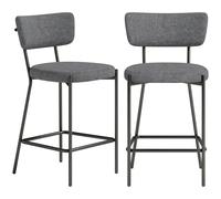 HOMCOM Taburetes de bar en set de 2, sillas acolchadas con respaldo curvado, para isla de cocina, zona de desayuno, gris