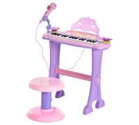 HOMCOM Teclado Electrónico Infantil 32 Teclas Micrófono Luce Sonido MP3 Karaoke Pink