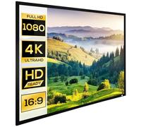 HOMCOM Tela proyector de 100 pulgadas, pantalla proyección de pared compatible con proyectores LED y LCD para casa u oficina, blanco