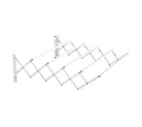 HOMCOM Tendedero de Pared Extensible de Metal con 5 Barras para Interior y Exterior Carga 10 kg 63,5x60x20 cm Blanco Aosom España