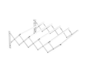 HOMCOM Tendedero de Pared Extensible de 63,5 cm Tendedero de Ropa de Metal con 5 Barras para Interior y Exterior Baño Balcón Carga 10 kg 63,5x60x20 cm Blanco