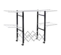 HOMCOM Tendedero de Ropa Plegable con 4 Alas Laterales 4 Ruedas y Frenos