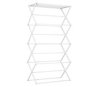 HOMCOM Tendedero plegable de 8 niveles para secar la ropa (metal y plástico, 74 x 35 x 144 cm), color blanco