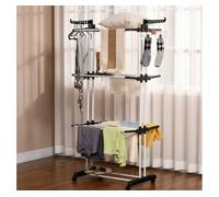 HOMCOM Tendedero Plegable para Ropa con Ruedas Tendedero Vertical de Acero Tipo Torre de 3 Niveles con Alas Plegables y Colgadores Giratorios Carga 70 kg 73x64x172 cm Negro y Blanco