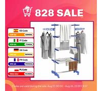 HOMCOM Tendedero Vertical Plegable Tendedero de Ropa 6 Ruedas Azul