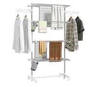 HomCom Tendedero de Ropa tipo Colgador Móvil Blanco y Acero Inoxidable (80-142)x55x178 cm Aosom España