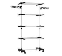 Homcom tendedero vertical plegable tendedero de ropa con 6 ruedas 2 laterales abatibles estantes ajustables y marco de acero inoxidable para interior y exterior negro y plata