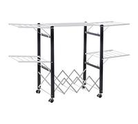 HOMCOM Tendederos Plegables Tendedero Vertical de Aluminio con Ruedas 4 Alas Laterales y Estante para Zapatos para Interior y Exterior 157,5x54x101 cm Blanco