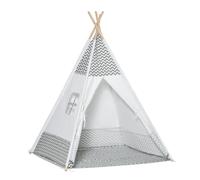 HOMCOM Tienda de Campaña para Niños de +3 Años 120x120x155 cm Gris | Tipi Infantil con Colchoneta, de Madera, Portátil, Ventana, Bolsa de Transporte, para Interiores y Exteriores
