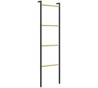 HOMCOM Toallero Apoyado en la Pared Toallero de Baño con 4 Barras de Bambú y Marco de Acero 49x5,5x167,5 cm Negro y Natural