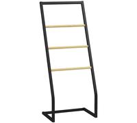 HOMCOM Toallero con patas de bambú y acero con 4 barras soporte para espacio pequeño, baño y lavandería, 40,5 x 28 x 98 cm, negro y natural