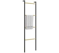 HOMCOM Toallero Apoyado en la Pared Toallero de Baño con 4 Barras de Bambú y Marco de Acero 49x5,5x167,5 cm Negro y Natural