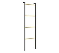 HOMCOM Toallero de 4 Niveles Toallero Escalera Apoyado en la Pared Toallero de Baño con 4 Barras de Bambú y Marco de Acero 49x5,5x167,5 cm Negro y Natural