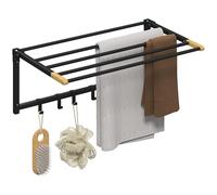 HOMCOM Toallero de Baño de Pared Toallero Plegable 5 Barras 60 cm Negro