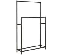 HOMCOM Toallero de Pie con 2 Barras y Marco Metálico Toallero de Baño Moderno 66x20x110 cm Negro