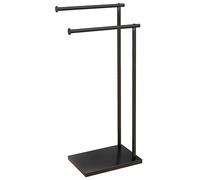 HOMCOM Toallero de Pie con 2 Barras y Marco Metálico Toallero de Baño Moderno en Forma de L 35,5x20x78 cm Negro