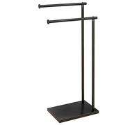 HOMCOM Toallero de Pie de 2 Niveles, Toallero Escalera de Baño con 2 Barras y Marco Metálico, Estilo Moderno, en Forma de L, 35,5x20x78 cm, Negro