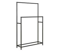 HOMCOM Toallero de Pie de 2 Niveles Toallero Escalera de Baño con 2 Barras y Marco Metálico Estilo Moderno 66x20x110 cm Negro