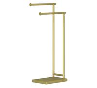 HOMCOM Toallero de Pie de 2 Niveles, Toallero Escalera de Baño con 2 Barras y Marco Metálico, Estilo Moderno, en Forma de L, 35,5x20x78 cm, Dorado