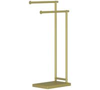 HOMCOM Toallero de Pie de 2 Niveles, Toallero Escalera de Baño con 2 Barras y Marco Metálico, Estilo Moderno, en Forma de L, 35,5x20x78 cm, Dorado
