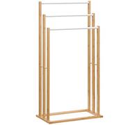 HOMCOM Toallero de Pie de Bambú con 3 Barras Baño 48x25,8x94 cm Natural
