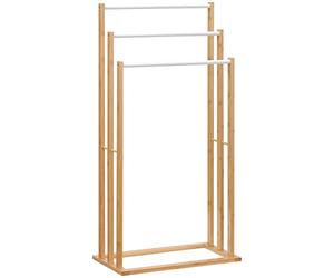 HOMCOM Toallero de Pie de Bambú con 3 Barras Baño 48x25,8x94 cm Natural