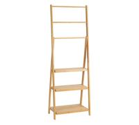 HOMCOM Toallero de Pie de Bambú con 3 Barras Toallero Escalera Plegable con 3 Estantes de Almacenamiento para Baño Lavadero 53x30,5x152 cm Natural