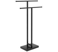 HOMCOM Toallero de Pie de Metal, Toallero Escalera de Baño con 2 Barras en Forma de T, Estilo Moderno, 50x18,5x85 cm, Negro