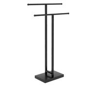 HOMCOM Toallero de Pie de Metal, Toallero Escalera de Baño con 2 Barras en Forma de T, Estilo Moderno, 50x18,5x85 cm, Negro