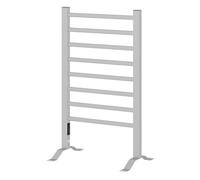 HOMCOM Toallero Eléctrico de Pared o Suelo 150W 8 Barras 53x35x90 cm Plata | Radiador Toallero Eléctrico, Aleación de Aluminio, Función de Temporizador, para Baño