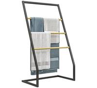 HOMCOM Toallero, toallero de pie con 3 toalleros, toallero para baño, acero, negro