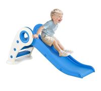 HOMCOM Tobogán Infantil de 18-36 Meses Tobogán para Niños Plegable con Escaleras Rampa Larga para Jardín Parque Interiores 120x50x56 cm Azul