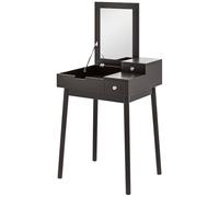 HOMCOM Tocador con espejo mesa de maquillaje, 2 cajones, espejo plegable para dormitorio, sala de estar, 60x50x85,5cm, negro