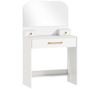 HOMCOM Tocador con espejo, tocador compacto con 3 cajones, blanco Aosom España