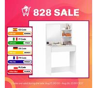 HOMCOM Tocador de Maquillaje con Espejo Mesa de Maquillaje con Cajón y 3 Estantes Abiertos Tocador para Espacios Pequeños Dormitorio Salón Blanco
