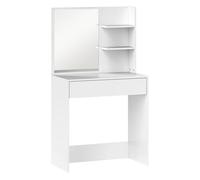 HOMCOM Tocador de Maquillaje con Espejo Mesa de Maquillaje con Cajón y 3 Estantes Abiertos Tocador para Espacios Pequeños Dormitorio Salón Blanco