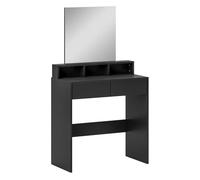 HOMCOM Tocador de Maquillaje con Espejo, Tocador con 2 Cajones, 3 Compartimentos Abiertos, Mesa de Maquillaje para Espacios Pequeños, Dormitorio, 75x38x135 cm, Negro