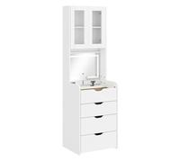 HOMCOM Tocador de Maquillaje con LED 3 Colores Espejo Abatible Blanco