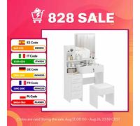 HOMCOM Tocador de Maquillaje con Taburete con Espejo 80x38x143 cm Blanco