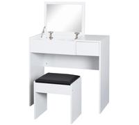HOMCOM Tocador de Maquillaje con Taburete Espejo y Cajas de Almacenamiento blanco