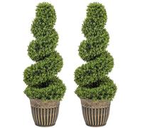 HOMCOM Topiary - Árbol de boj en espiral en maceta, juego de 2 unidades, 90 cm, color verde claro