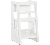 HOMCOM Torre de Aprendizaje para Niños Taburete Infantil con Altura Ajustable en 3 Posiciones y Plataforma Antideslizante para Cocina Comedor Baño 47x47x90 cm Blanco