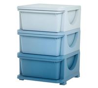 HOMCOM Torre de Almacenamiento Infantil con 3 Cajones 37x37x56,5 cm Azul