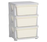 HOMCOM Torre de Almacenamiento Infantil con 3 Cajones 37x37x56,5 cm Crema | Organizador de Juguetes, para Niños de +3 Años, con Bordes Redondeados y Asas, para Guardería, Sala de Juegos, Dormitorio